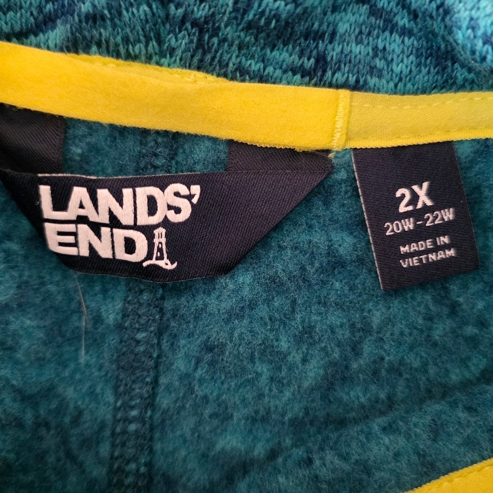 Lands' End Tunic Top Women 2X Blue Marl Cowl Neck Fleece Long Cozy Winter Warm - Picture 9 of 11